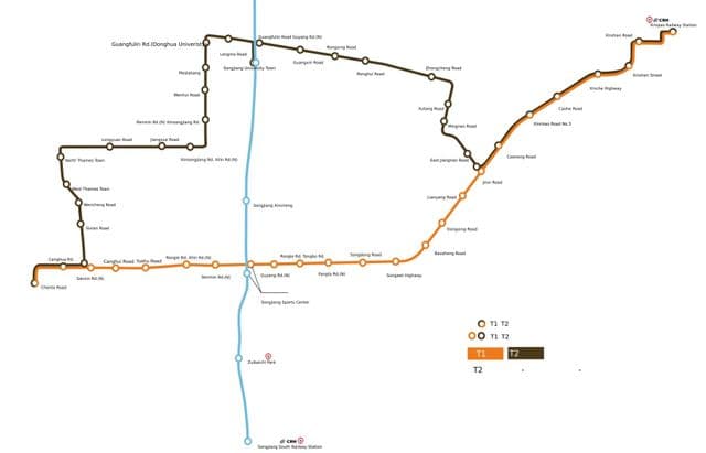 خريطة محطات ترام شنغهاي